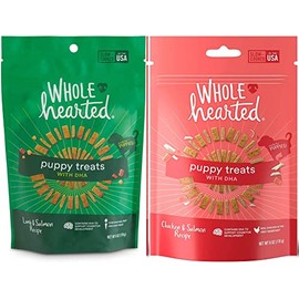 WholeHearted Puppy Treats with DHA Slow Cooked in The USA (Lamb & Salmon/Chicken & Salmon, 2-6oz)