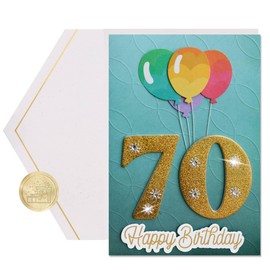 Joli Coon Premium 70th Birthday Card SIGNATURE 3D – Handmade greeting card with premium paper envelope and seal sticker