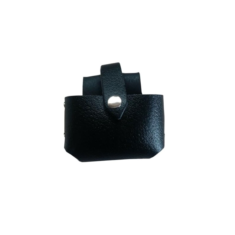 Black Leather Tape Holder Hoslter with button loop fastening heavy