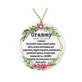 WolfeDesignPDD Grammy Noun Ornament - Christmas Ornament for Grammy - Mother's Day Ornament - Grammy Gifts - Grammy Definition - Keepsake Printed on Both Sides, ORNAMENT-KRUBVVGAD9-Both-Sides, White