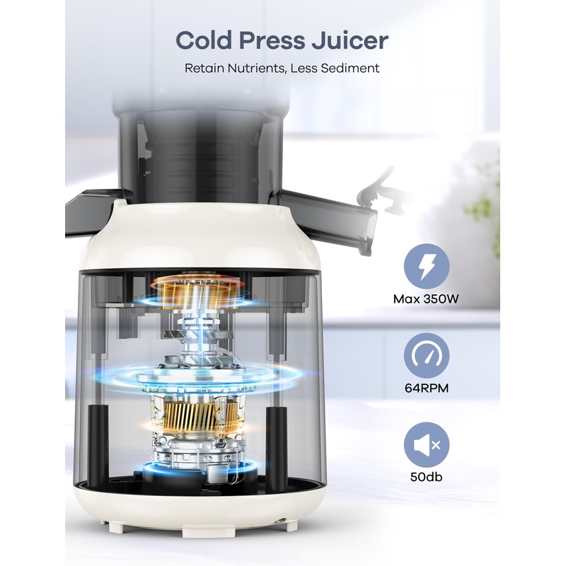 Ganiza Juicer Machines, Cold Press Juicer with 4.3" Large Feed