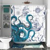 DESIHOM Blue Nautical Octopus Tall Shower Curtain Set, Funny Ocean