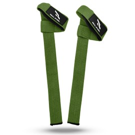 Real Steel Lifting Wrist Straps for Weightlifting - 24" Cotton Weight Lifting Straps for Men and Women for Deadlifts, Bodybuilding, Powerlifting - Padded Neoprene Gym Hand Grips - Army Green