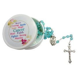 Westmon Works Juego de rosario de oración contra el cáncer con abalorio acrílicas católicas con funda protectora, base, Sin piedra preciosa