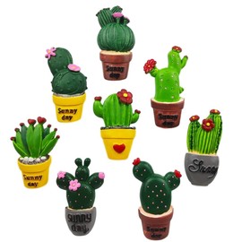 8 pcs/Set 3D Resin Refrigerator Magnets Series Home Decor Fridge Magnetic Stickers Photo Office Message Kitchen Accessories (Cactus Series)