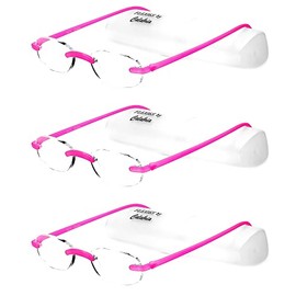 Calabria 715 Flexies Bendable Rimless Reading Glasses +1.50 Fuchsia (3Pack) Men Women Single Power Reader Flexible Bending