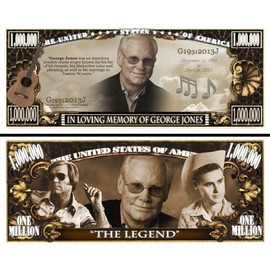 Anime Source George Jones Country Music Star Commemorative Novelty Million Bill with Semi Rigid Protector