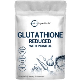 Micro Ingredients Glutathione Supplement, Pure Glutathione Reduced Powder with Inositol, 5 Ounce (9 Months Supply), 2 in 1 Formula, Powerful Ingredients for Antioxidants, Supports Liver Function, Vegan