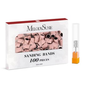 MelodySusie 100 Pcs Nail Drill Bits Sanding Bands for Nail Drill 240 Extreme Fine Grit Nail File Sanding Bands for Acrylic Nails Gel Manicures and Pedicure