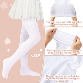 PONCEAU Ballet Dance Girls Tights-Kids Toddler Girl Stockings Ultra-Soft & Stretch Dance Pantyhose Leggings 1 Pack White 3-6 Years