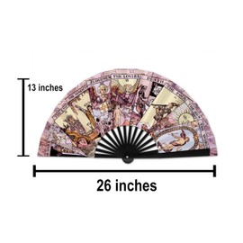 Expression Tees TAROT Large Concert Folding Hand Fan - Foldable Handheld Clack Fans, Perfect mystic vibe for Festivals, Raves, EDM, Vogue