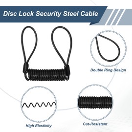 M METERXITY 3-Pack Disc Lock Security Steel Cable, 47.24inch/1200mm PVC Coated Spring Reminder Wire Anti-Theft Rope for Outdoors Protection/Bicycle U-Lock, Motorcycle Reminder Cable [Black]