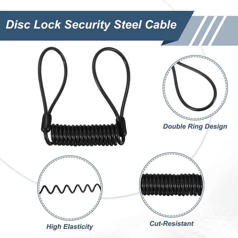 M METERXITY 3-Pack Disc Lock Security Steel Cable, 47.24inch/1200mm PVC