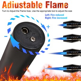 Mini Torch Lighter with Fuel Window - 5" Refillable Butane Jet Flame, Windproof Pocket Lighter for Camping, Hiking & Home Use (Black)