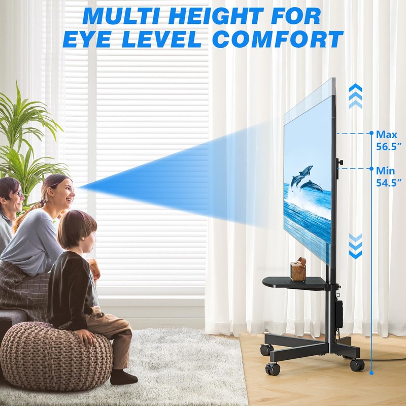 Rfiver Mobile TV Cart with Power Outlet, Rolling TV Stand