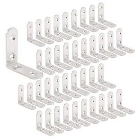 LIKERAINY 90 Degree Angle Connector Angle Brackets 50 x 50 x 16 mm L Shape Corner Bracket Stainless Steel Furniture Connector Angle Closure Chair Shelf Support Connector Pack of 40