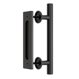 QINAIXQM 24 cm Barn Door Handle, Sliding Door Pull Handle, Black Door Handle, Sliding Door Handle, Kitchen Handles, Sliding Door Handle, for a Wooden Door, Cupboard Door