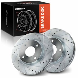 A-Premium - Rotores de freno de disco perforados y ranurados delanteros de 11.02 pulgadas (280 mm) compatibles con algunos modelos - Sentra 2007-2012 2.0L, Versa 2007-2012 1.8L, Cube 2009-2014 1.8L