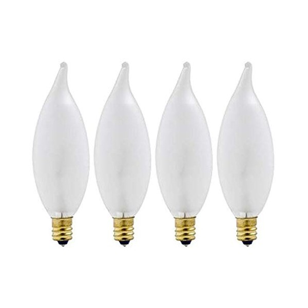 60-Watt Incandescent CAC Bent Tip Decorative Candelabra Base Double Life Soft White Light Bulb (4-Pack)