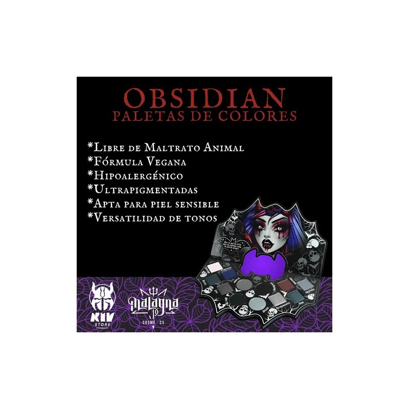 Paleta De Sombras De Ojos Malagna Obsidian Hipoalergénico