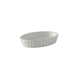 Tuxton China BWK-0602 Crème Brule, 6 oz., 6-3/8" x 4" x 1-1/4" H, Oval, Fluted, Microwave and Dishwasher Safe, Oven Proof, Fully Vitrified, Ceramic, DuraTux, White, Pack of 12