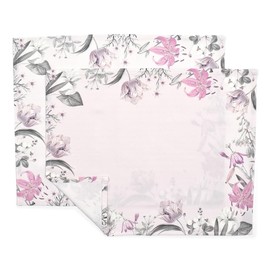 Style Decor W2805110 Placemat, 100% Cotton, Set of 2, Washable, Fabric, 13.8 x 17.3 inches (35 x 44 cm), Standard Lily Flower