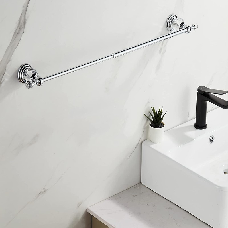 BATHSIR Crystal Towel Bar 24 Inch, Chrome Bathroom Towel Rack,