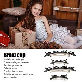 Cuatro pinzas para el cabello trenzado para mujer, ideales para crear peinados elegantes y con estilo. Estos bonitos accesorios negros te ayudarán a crear un look único, perfectos para mujeres y niñas.