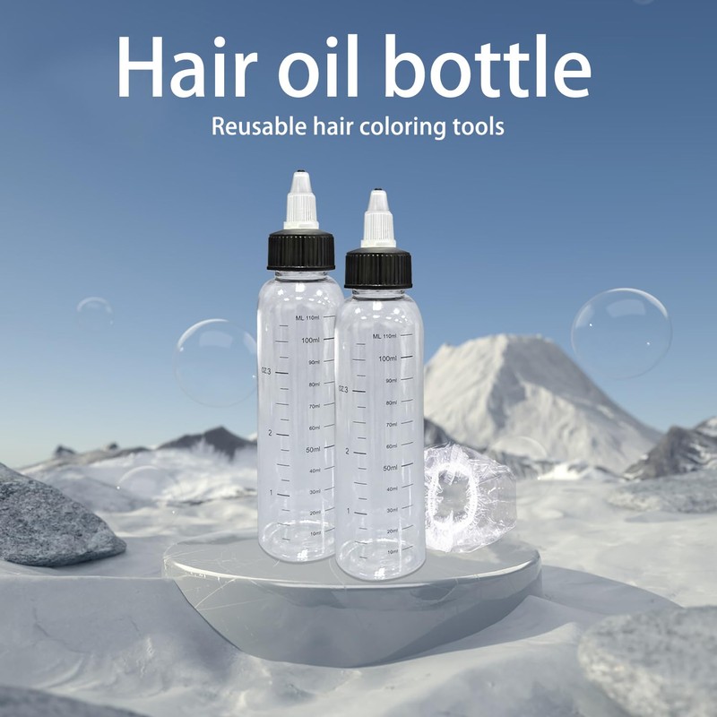 2 Hair Oil Bottles with 5 Double Earmuffs, 120ml Hair