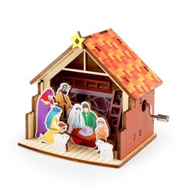 (Hottracks) DIY Wooden Assembly Kit Manual Music Box Nativity Scene YM86243 / (핫트랙스)DIY 나무 조립 키트 수동 오르골 성탄구유 YM86243