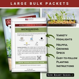 Sow Right Seeds - Bulk Pea Microgreen Seeds for Growing - 2 Ounce, 225 Seeds - Non-GMO Heirloom Jumbo Pack with Instructions to Grow Healthy Microgreens - Grow Loads of Pea Microgreens