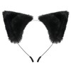 Broeify Black Furry Cat Ears Headband – Plush Fluffy Animal