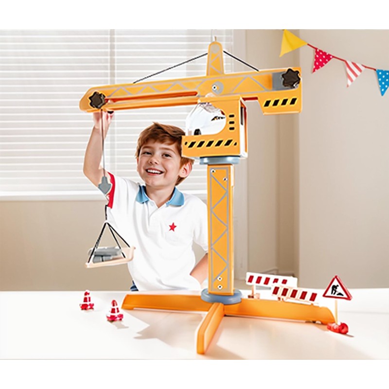 Hape Playscapes Crane Lift Playset| Construction Truck Vehicle Playset for