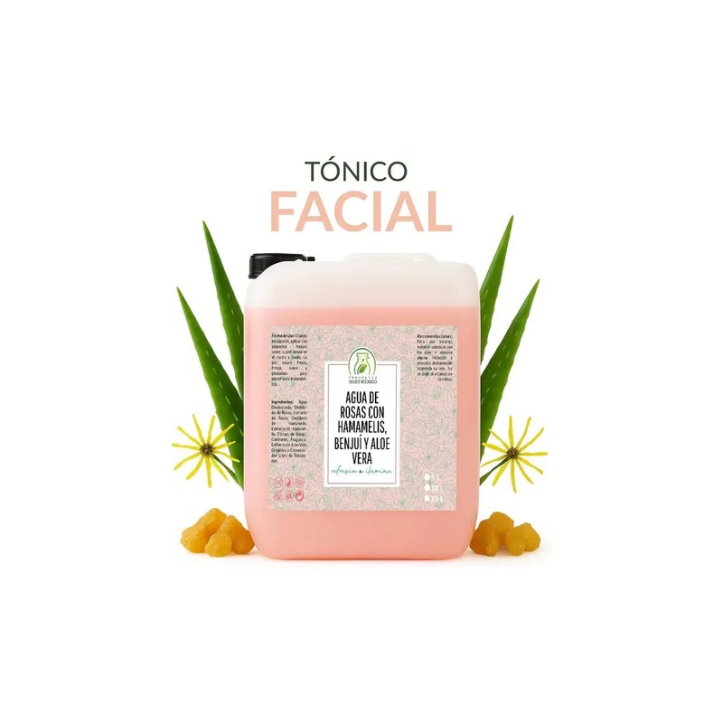 Tónico Agua De Rosas Con Hamamelis Benjui Aloe Vera 20L