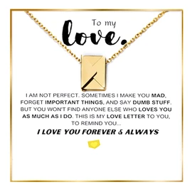 ziella To My Love Necklace For Women,Envelope Love Letter Necklace,Love You Secret Gift Message Engraved Locket Gift for Romantic Christmas Birthday Valentine (Gold)