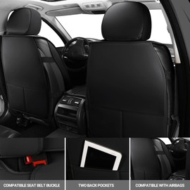 AOOG Leather Car Seat Covers 2 PCS Front, Breathable Faux Leatherette Automotive Seat Covers, Non-Slip Universal Interior Covers Waterproof for Most Sedans SUV Trucks, Airbag Compatible, Pink