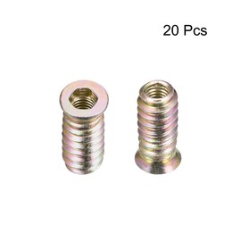 sourcing map Wood Furniture M6x25mm Threaded Insert Nuts Interface Hex Socket Drive 20pcs
