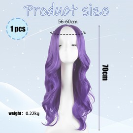 Purple Wig Purple Wigs For Women Long Wigs For Women Headband Wig Synthetic WiG for Cosplay Daily Use 70cm Long Curly Hair Ends Costume Halloween Hair Accessories Props