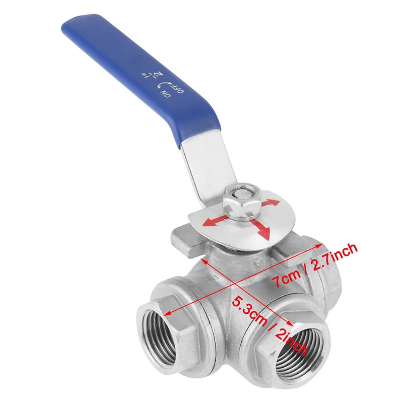 Female Thread T Ball Valve, Stainless Steel Sus304 Pipe T-Port