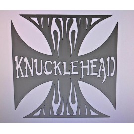 Fat-Cat's Customs Iron Cross Knucklehead sign man cave, garage, shop 19 x 19" Metal Wall Art Decor