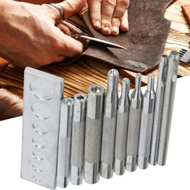 HEEPDD Leathercraft Tool, Punch Snap Kit Rivet Setter with Base for Hole Punch and Installing the Rivet Knob, Metal Handle, Push Button Riveteter, Leather, DIY Installation Tool
