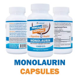 Lauricare Monolaurin Supplement for Immune Support - Gut Health - 1000mg Per Serving- 100 Count
