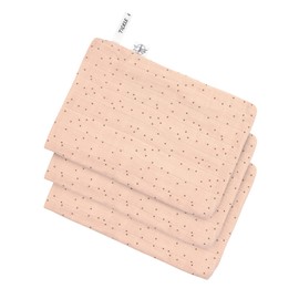 LÄSSIG Baby Muslin Wash Mitt Set of 3/Muslin Wash Glove Set 3 Pieces Dots Peach Rose