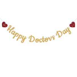 Happy Doctor's Day Banner, Thank You Doctor Banner, Doctor's Day Decorations, Doctor Appreciation Party Decor Gold Glitter
