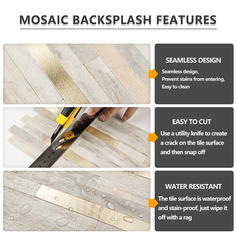 STICKGOO 20 Sheets Peel and Stick Backsplash Tile, Stick on