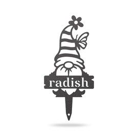 RealSteel Brand, Gnome Plant Markers for Outdoors, Garden Labels Metal Stake, Plant Tags, Garden Sign for Vegetables, Outdoor Decorations, Yard and Gardening Gift - Radish