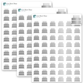 Birthday Planner Stickers / 54 Foiled Stickers (1/2”) / Celebration Party/Essential Productivity Life Planner Stickers/Bujo Bullet Journaling/Appointments (3 Sheets, Silver Foil)