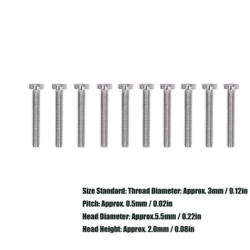 50Pcs Cheese Head Slot Screw A2-70 Stainless Steel, Flat Smooth