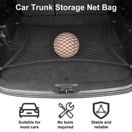 Kofferraumnetz Gepäcknetz Auto,Kofferraumnetz Auto,Kofferraum Netz,Kofferraum Gepäcknetz,80 x 60 cm Erstreckt Sich auf 160 x 120 cm,mit 4 ABS Haken für die Meisten Autos