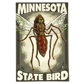 Lantern Press 24x36 Inch Giclee Print, Mosquito, Minnesota State Bird